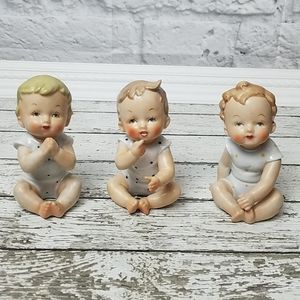 Vintage set of three Wales baby figurines